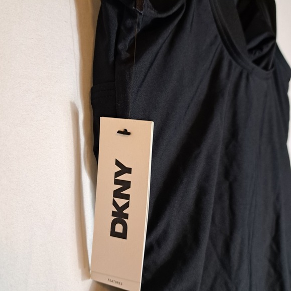 DKNY Ruffled Plunge V-Neck One Piece Women's Size Large  Black NEW $79.99 - Picture 10 of 11